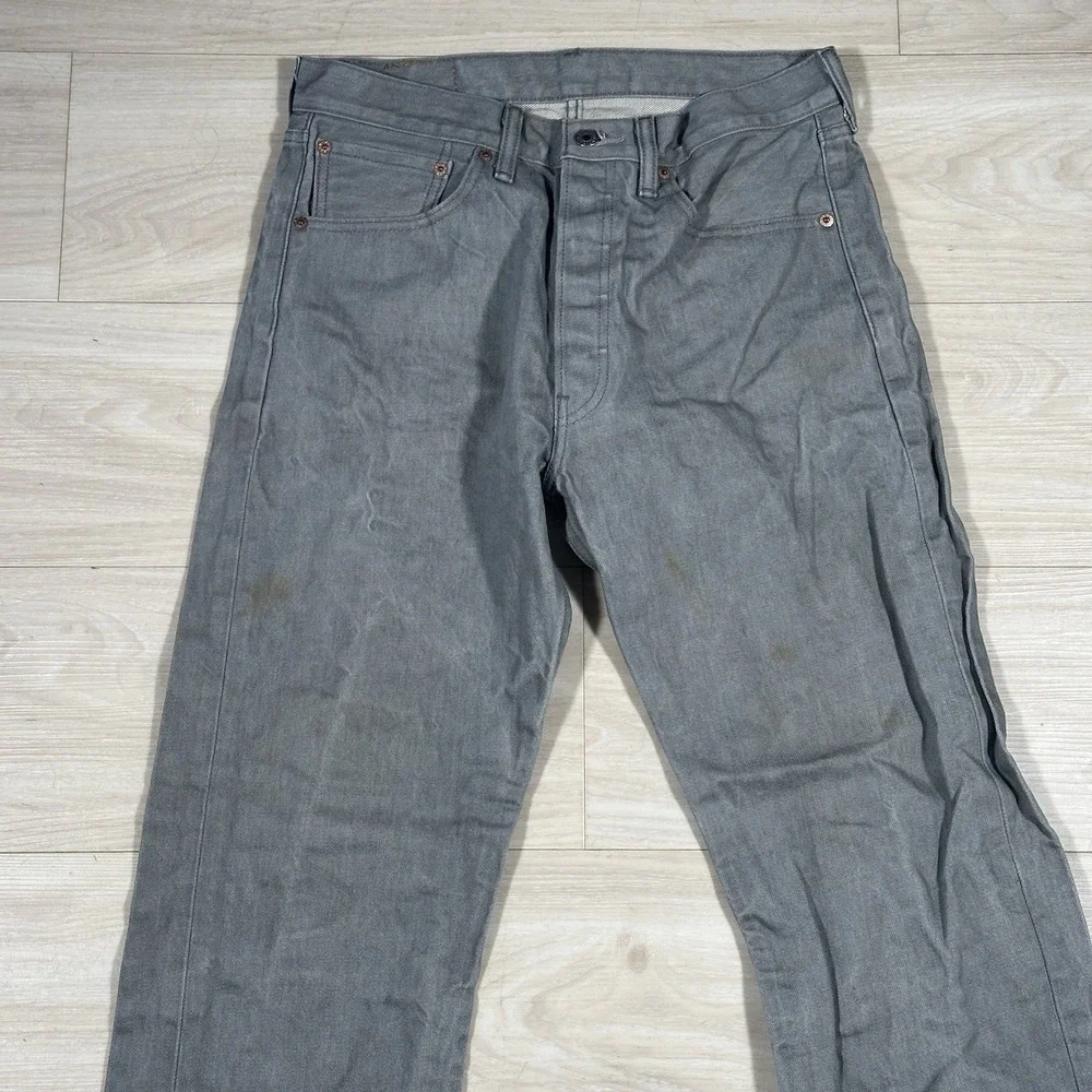 Levi's 501‎ XX Jeans Mens 32x32 Charcoal Whisker Button Fly Denim Grunge Skater